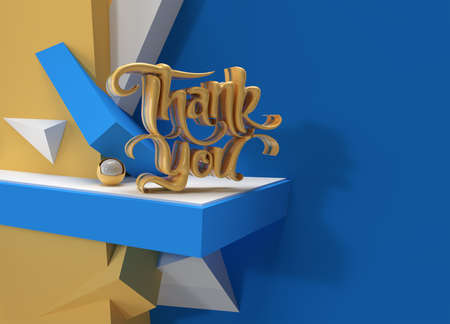 3D Render Thank You Lettering Typographical 3D Flyer Poster Illustration Design.の写真素材