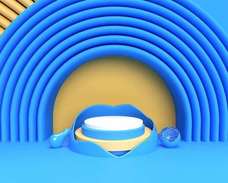 3D Render Scene of Minimal Podium Scene for Display Products Advertising Design.の写真素材