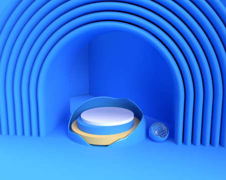 3D Render Scene of Minimal Podium Scene for Display Products Advertising Design.の写真素材