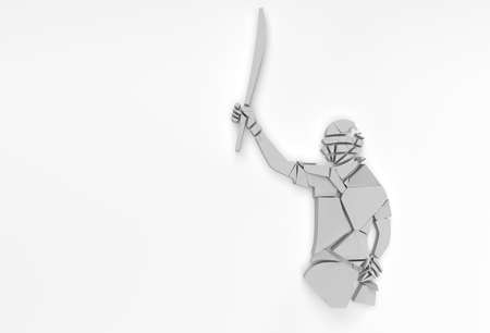 3D Render Concept of Batsman Playing Cricket  - championship, Broken art 3D illustration Design.の写真素材