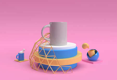 3D Render Realistic Mug Mock Up,  3D illustration Graphic Design.の写真素材