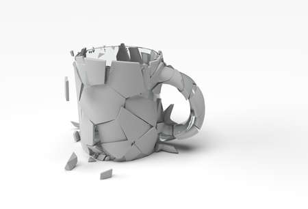 3D Render Broken Realistic Mug Mock Up,  3D illustration Graphic Design.の写真素材