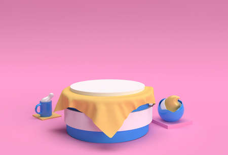 3D Render Scene of Minimal Podium Scene for Display Products Advertising Design.の写真素材