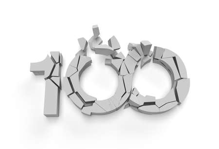 3D Render 100 Broken Number Illustration Design.の写真素材