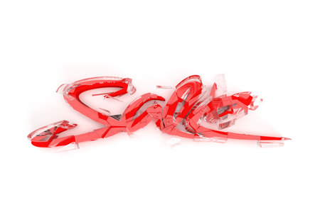 3D Render Broken Sale Discount Banner on Circle Background. Flyer Poster Illustration Design.の写真素材