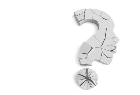 3d Render Brocken Question mark with human Face Icon illustration Design Element.の写真素材