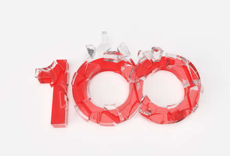 3D Render 100 Broken Number Illustration Design.の写真素材
