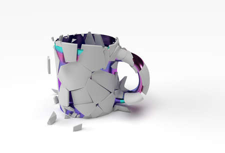 3D Render Broken Realistic Mug Mock Up,  3D illustration Graphic Design.の写真素材
