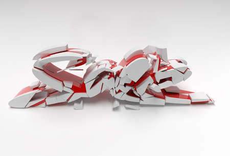 3D Render Broken Sale Discount Banner on Circle Background. Flyer Poster Illustration Design.の写真素材