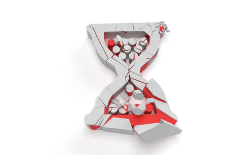 3D Render Broken Hourglass Mouse Symbol with Abstract 3d illustration.の写真素材