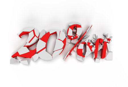 3D Render Abstract Broken 30% Sale OFF Discount Banner 3D Illustration Design.の写真素材