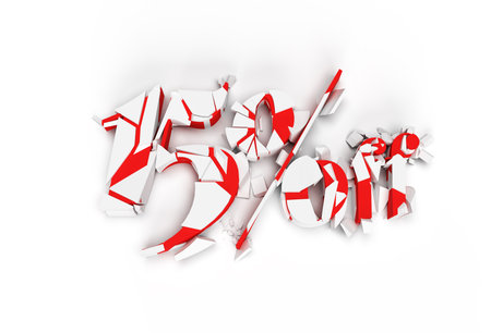 3D Render Abstract Broken 25% Sale OFF Discount Banner 3D Illustration Design.の写真素材