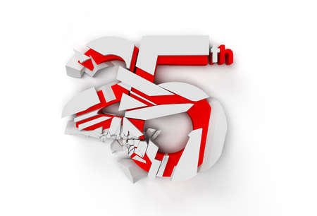 3D Render Abstract Broken  Number 25 Banner 3D Illustration Design.の写真素材
