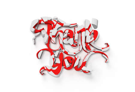 3D Render Broken Thank You Lettering Typographical 3D Flyer Poster Illustration Design.の写真素材