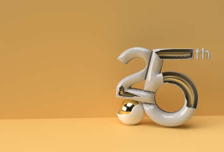 25th Years Anniversary Celebration 3D Render Illustration Design.の写真素材