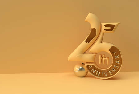 25th Years Anniversary Celebration 3D Render Illustration Design.の写真素材