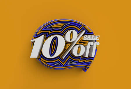 3D Render Abstract Broken 10% percentage Sale OFF Discount Banner 3D Illustration Design.の写真素材