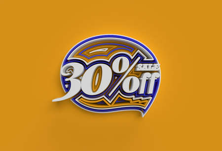 3D Render Abstract Broken 30% percentage Sale OFF Discount Banner 3D Illustration Design.の写真素材