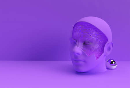 3D Rendered Illustration of a Human Face Design.の写真素材