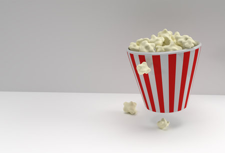 3d Rendering Abstract Cartoon Style Popcorn Bucket Illustration.の写真素材