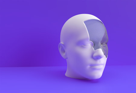 3D Rendered Illustration of a Human Face Design.の写真素材
