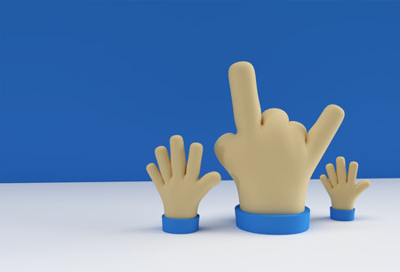 3D Human Hand Gesture Symbol Design, 3D Render Illustrationの写真素材