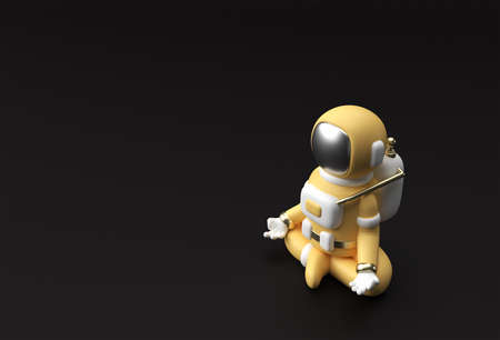 3d Render Spaceman Astronaut Yoga Gestures 3d illustration Design.の写真素材
