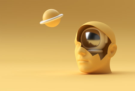 3d Render Human Face in Astronaut Cosmonaut 3d illustration Design.の写真素材