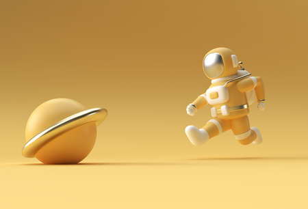 3d Render Spaceman Astronaut Running 3d illustration Design.の写真素材