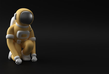 3d Render Spaceman Astronaut Running Pose 3d illustration Design.の写真素材