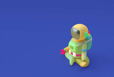 3d Render Spaceman Astronaut Yoga Gestures 3d illustration Design.の写真素材