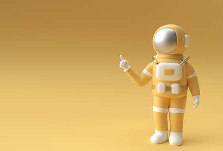 3d Render Spaceman Astronaut Hand Pointing Finger Gesture 3d illustration Design.の写真素材