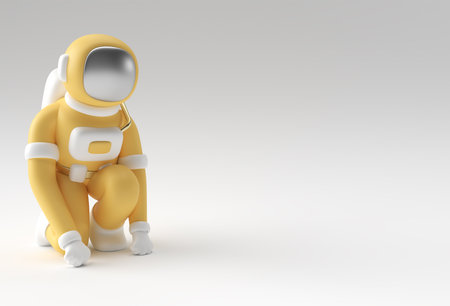 3d Render Spaceman Astronaut Running Pose 3d illustration Design.の写真素材