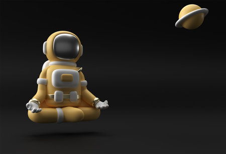 3d Render Spaceman Astronaut Yoga Gestures 3d illustration Design.の写真素材