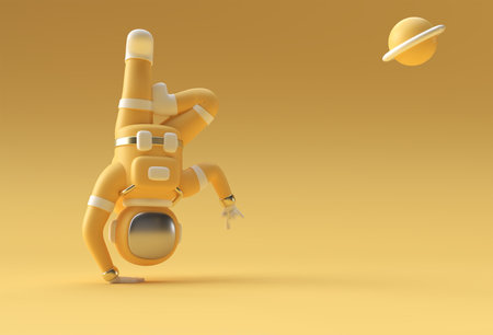 3d Render Spaceman Astronaut Yoga Gestures 3d illustration Design.の写真素材