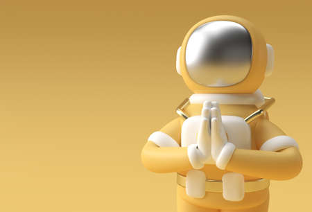 3d Render Spaceman Astronaut Yoga Gestures 3d illustration Design.の写真素材