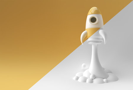 3D Render Rocket launches space ship 3D illustration Design.の写真素材