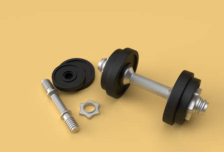 3d Render Dumbbells Set, Realistic Detailed Close Up View Isolated Sport Element of Fitness Dumbbell Design.の写真素材