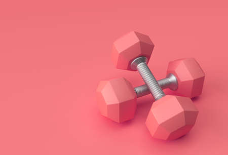 3d Render Dumbbells Set, Realistic Detailed Close Up View Isolated Sport Element of Fitness Dumbbell Design.の写真素材