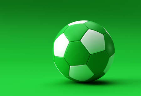3D Render Football Illustration, Soccer Ball with Green Backgroundの写真素材
