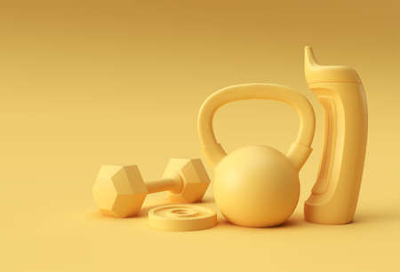 3d Render Dumbbells Set, Realistic Detailed Close Up View Isolated Sport Element of Fitness Dumbbell Design.の写真素材