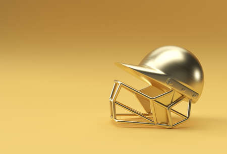 Realistic 3d  Render Cricket Helmet mockup isolated on Yellow Background
