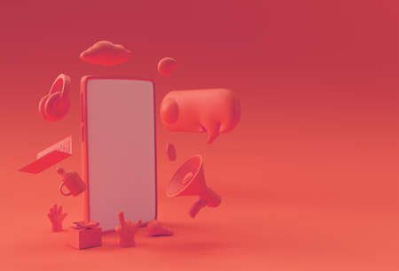 Modern frameless smartphone blank screen template. abstract trendy fashionable mockup. 3D rendering...