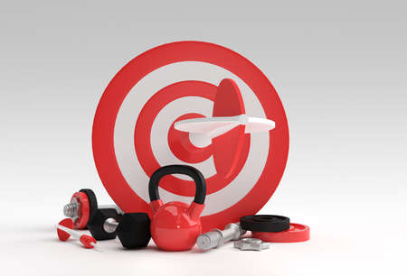 Health Goal Target with arrow Happiness, Fitness, Gym, Healthy, Motivational 3D Design.の写真素材