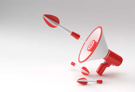 Business Goal Loudspeaker Target with arrow Business Goals Achievement, Aim, Business Strategy 3D Design.の写真素材