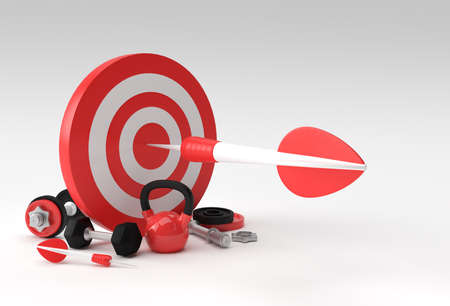 Health Goal Target with arrow Happiness, Fitness, Gym, Healthy, Motivational 3D Design.の写真素材