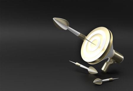 Business Goal Loudspeaker Target with arrow Business Goals Achievement, Aim, Business Strategy 3D Design.の写真素材