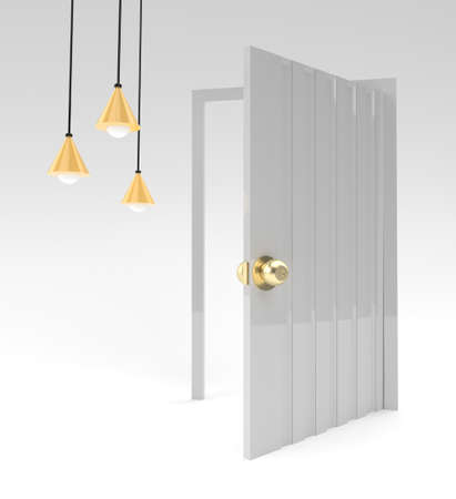 3D Render Open door Symbol of new career, opportunities, business ventures and initiative. Business concept Design.の写真素材
