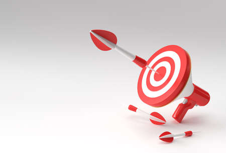 Business Goal Loudspeaker Target with arrow Business Goals Achievement, Aim, Business Strategy 3D Design.の写真素材
