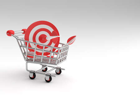 3D Render Shopping Cart Bulls Eye Increase Sales Target with arrow 3D Design.の写真素材